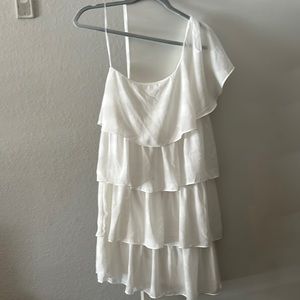 Altr’d State one shoulder white ruffle dress